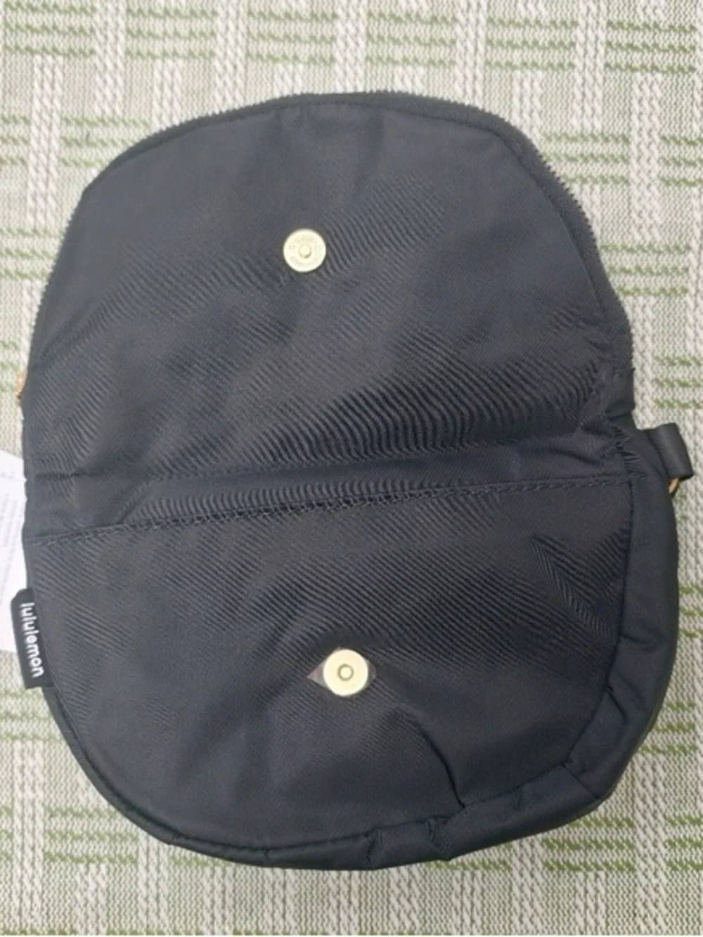 lululemon athletica Black Nylon Crossbody Pouch with Gold Accent